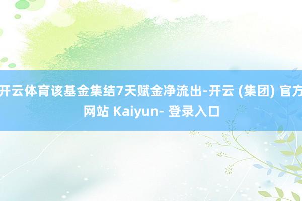 开云体育该基金集结7天赋金净流出-开云 (集团) 官方网站 Kaiyun- 登录入口