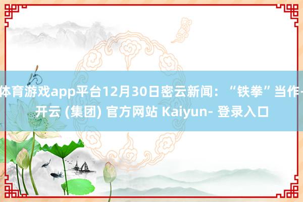 体育游戏app平台12月30日密云新闻：“铁拳”当作-开云 (集团) 官方网站 Kaiyun- 登录入口